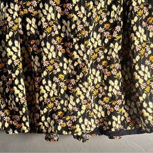 Urban Outfitters Black Floral Skater Skirt with Yellow & Pink Daisies